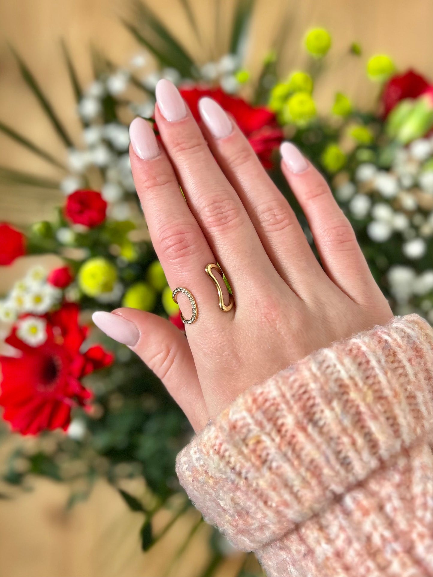 Bague asymétrique avec strass