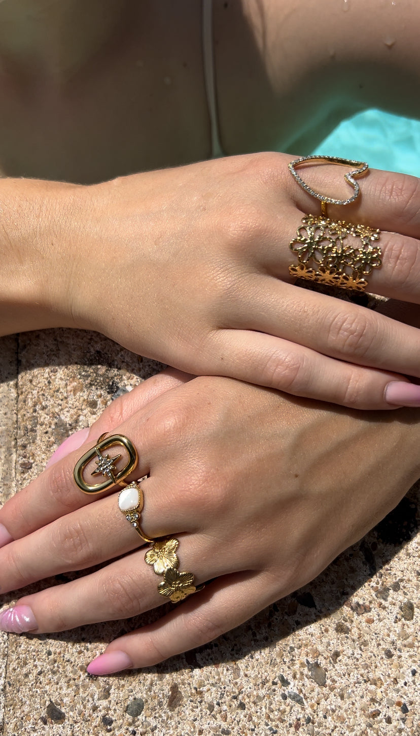 Bague cœur et strass