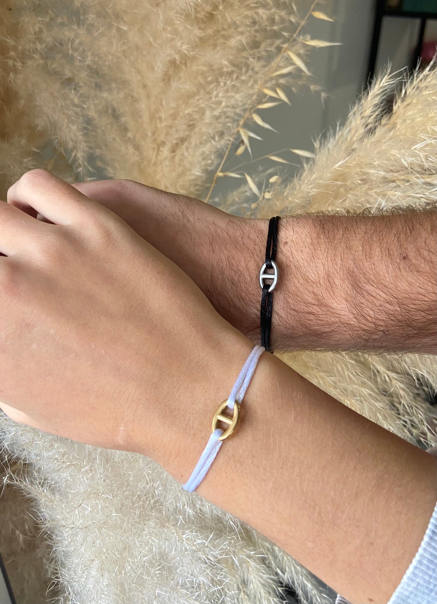 Bracelet en cordon avec maille marine