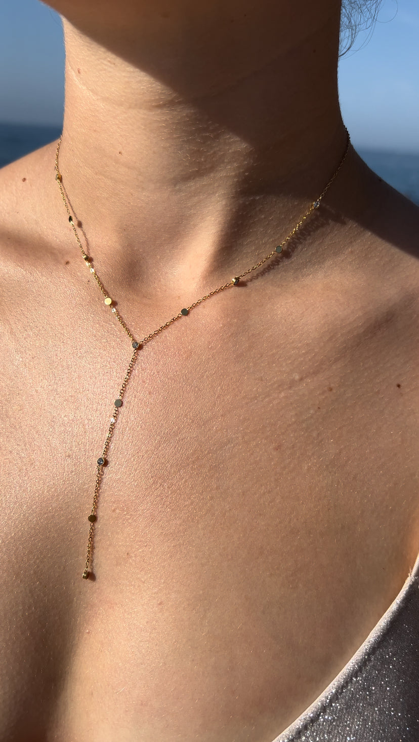 Collier y minimaliste avec strass