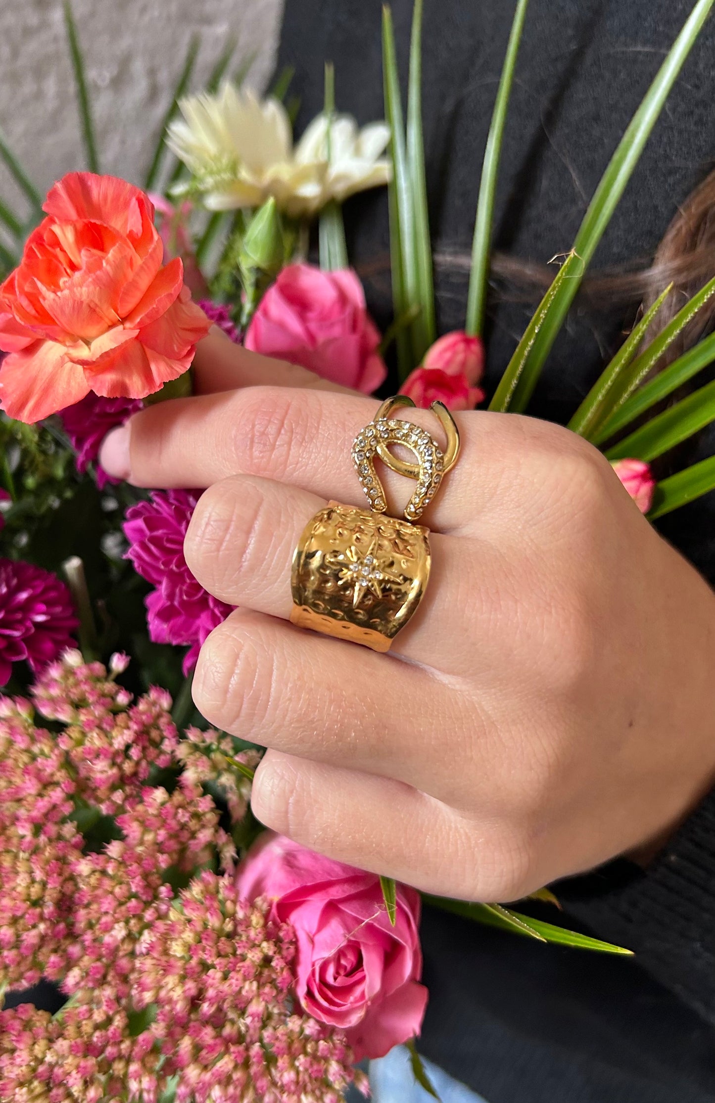 Bague épaisse martelée