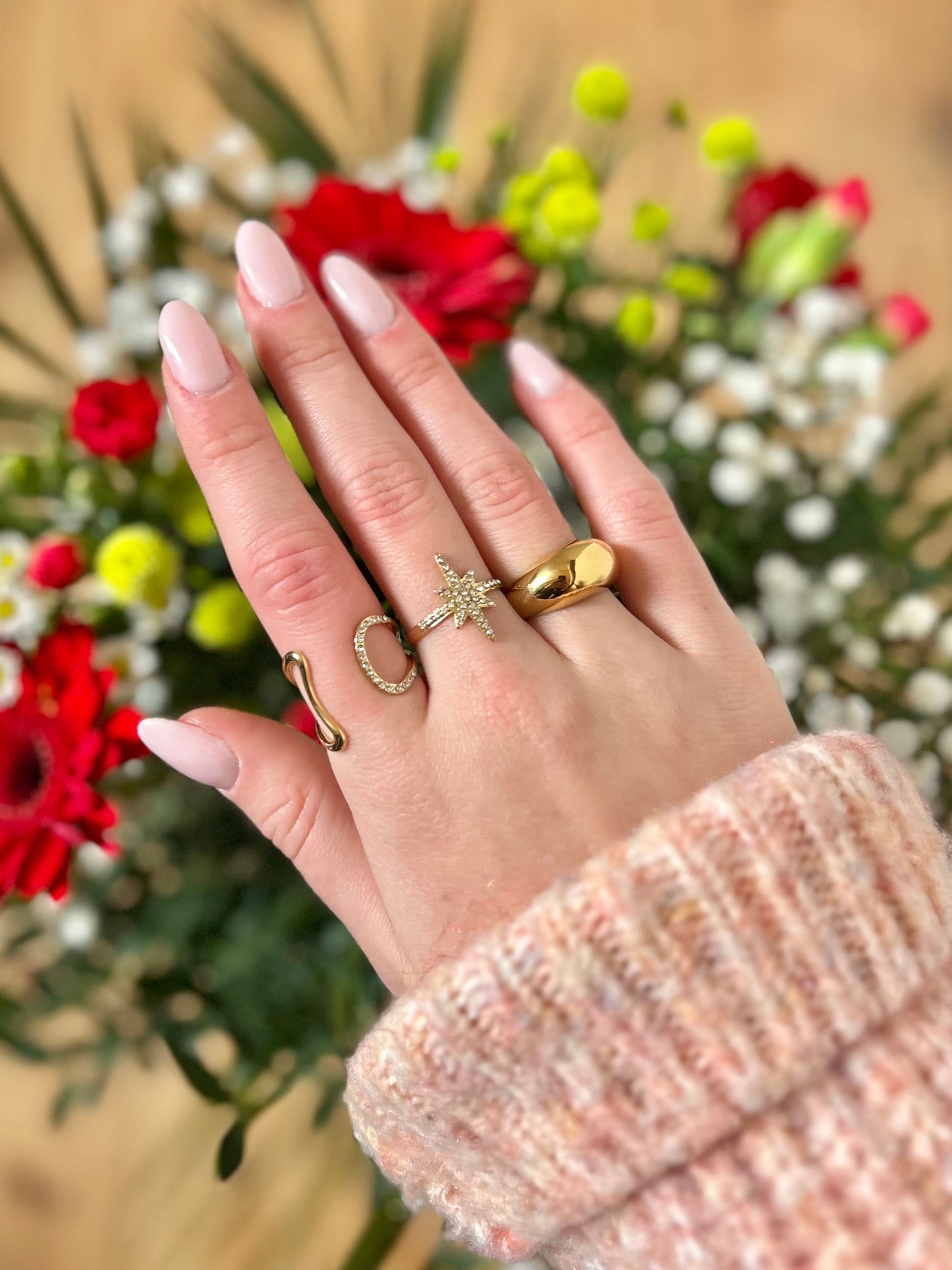 Bague asymétrique avec strass