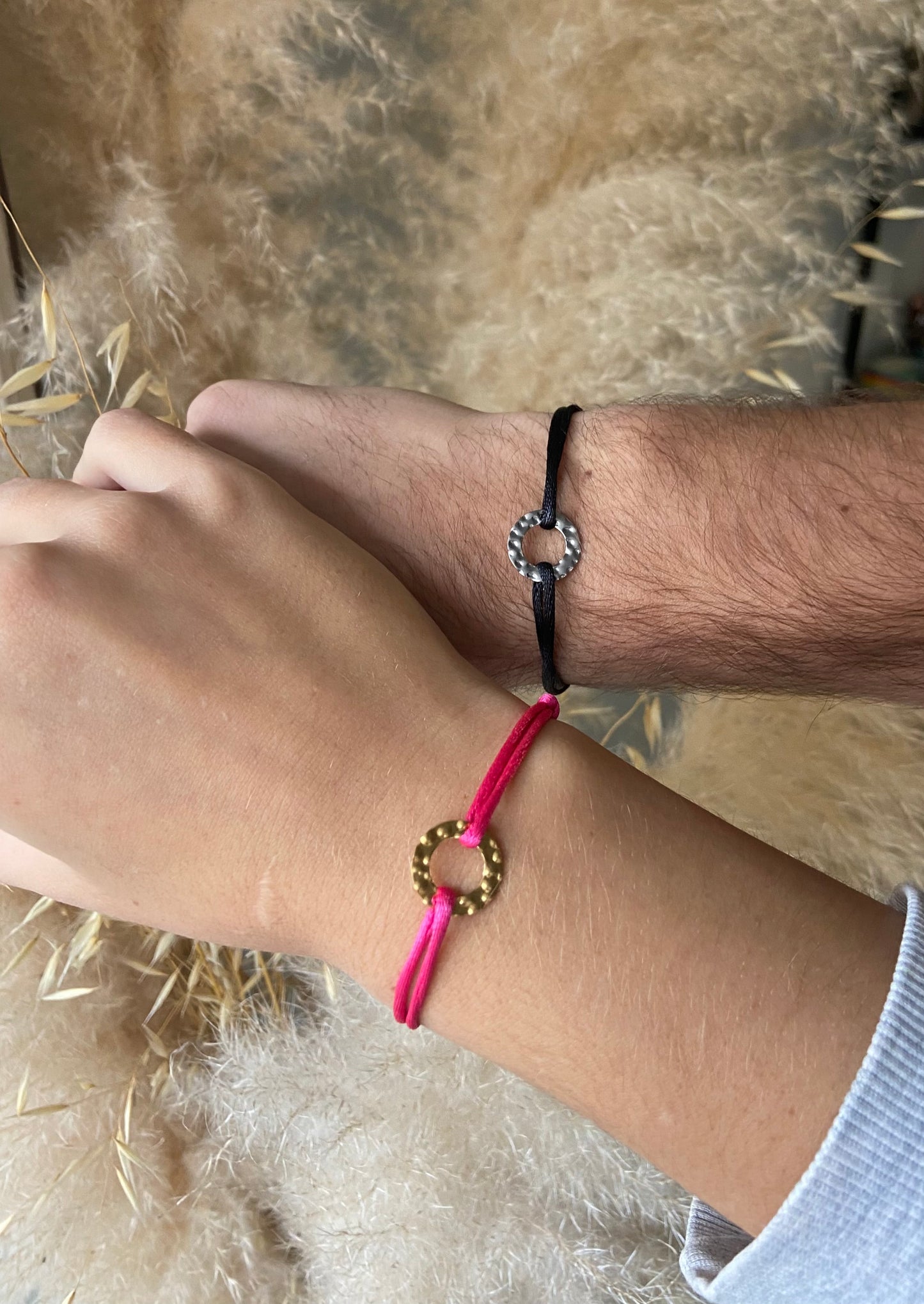 Bracelet en cordon avec rond martelé