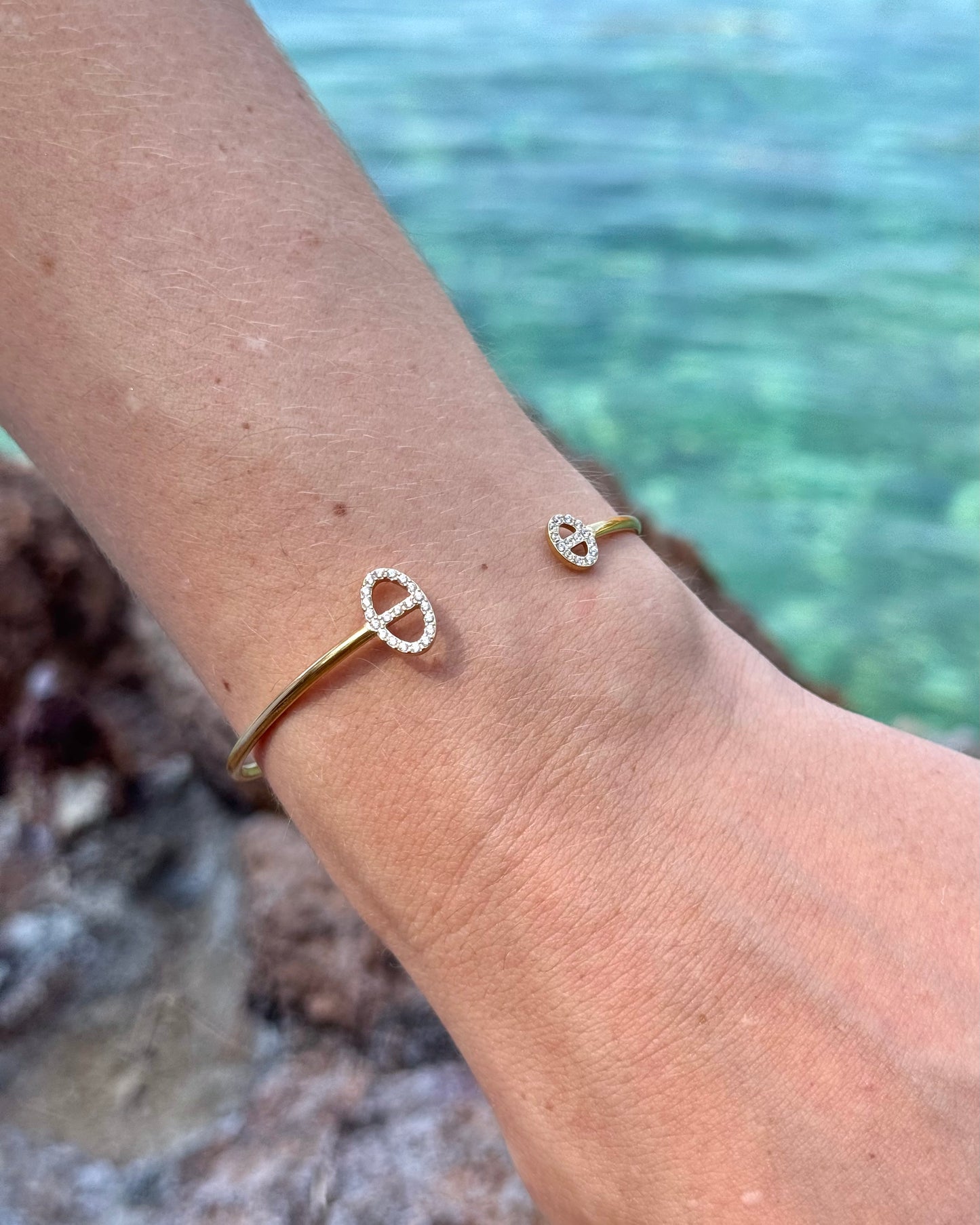 Jonc double maille marine