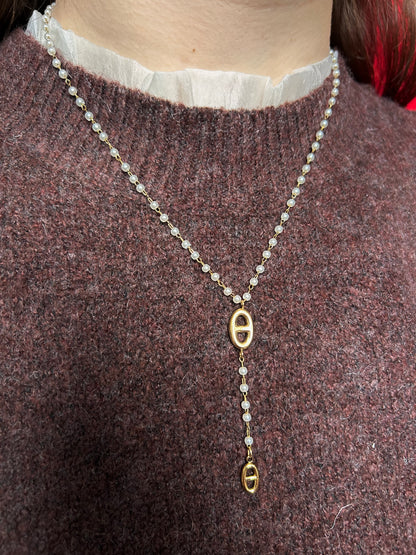 Collier perlée avec maille marine