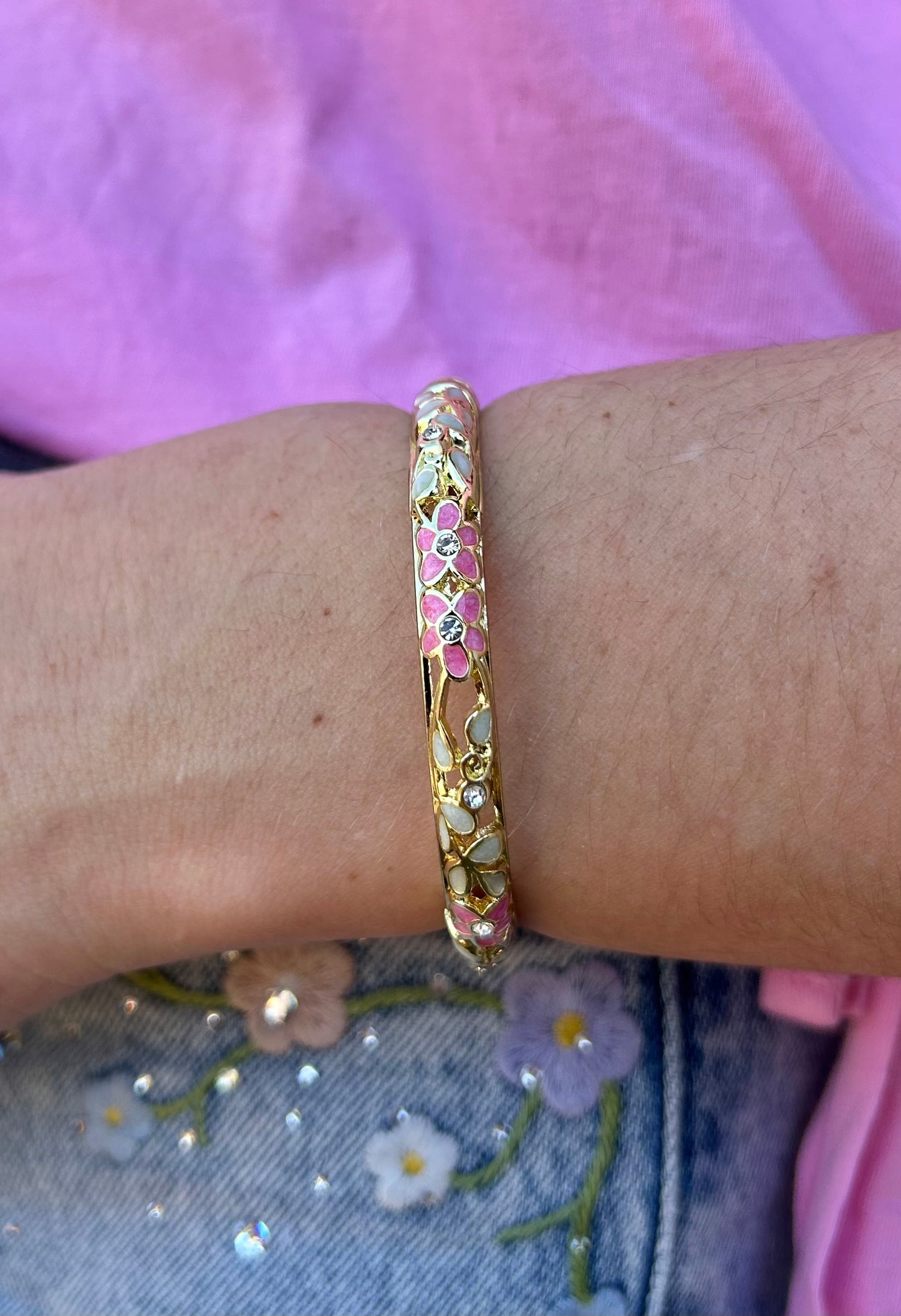 Jonc coloré rose et doré