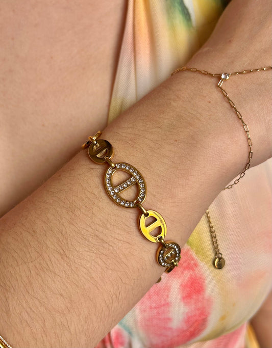 Bracelet maille marine & strass