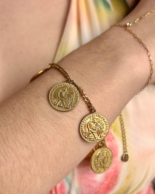 Bracelet breloque pièces