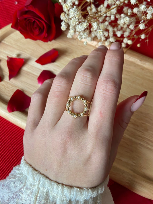 Bague ronde perlée