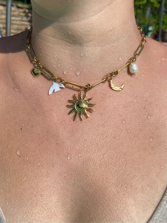 Collier soleil martelée
