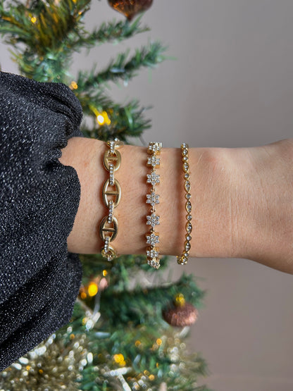 Bracelet strass & fleurs