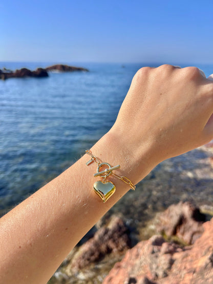 Bracelet fermoir OT et cœur