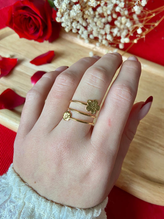 Bague double fleurie