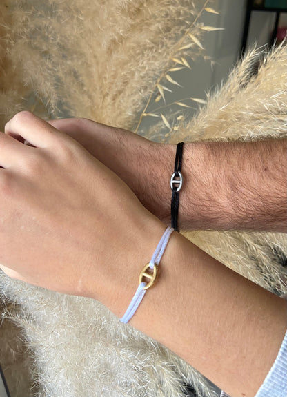 Bracelet en cordon avec maille marine