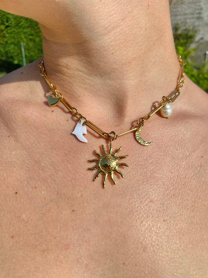 Collier soleil martelée