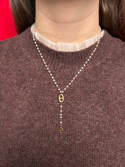 Collier perlée avec maille marine