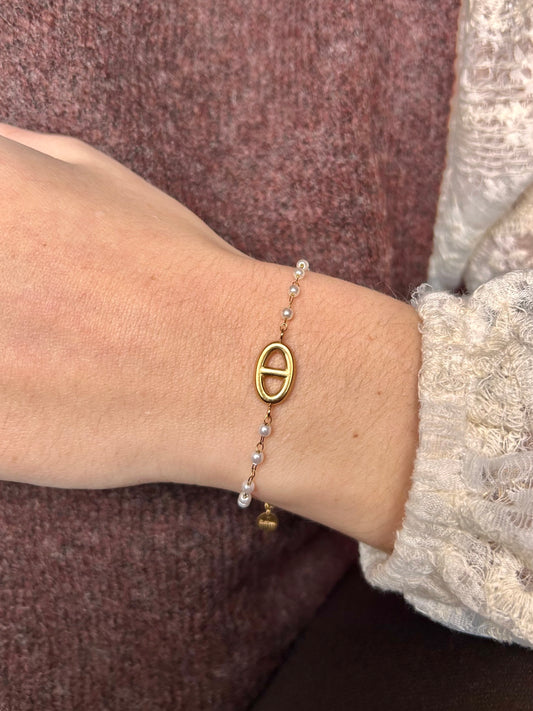 Bracelet perlée avec maille marine