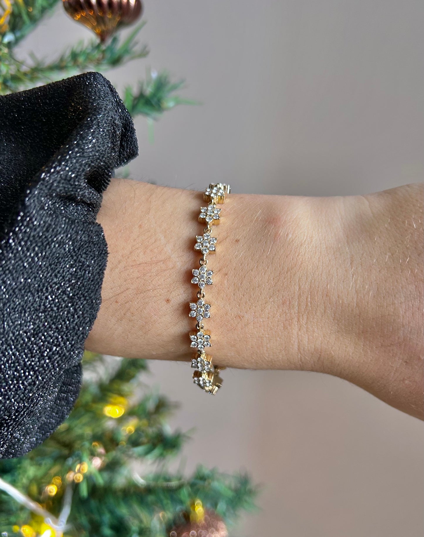 Bracelet strass & fleurs
