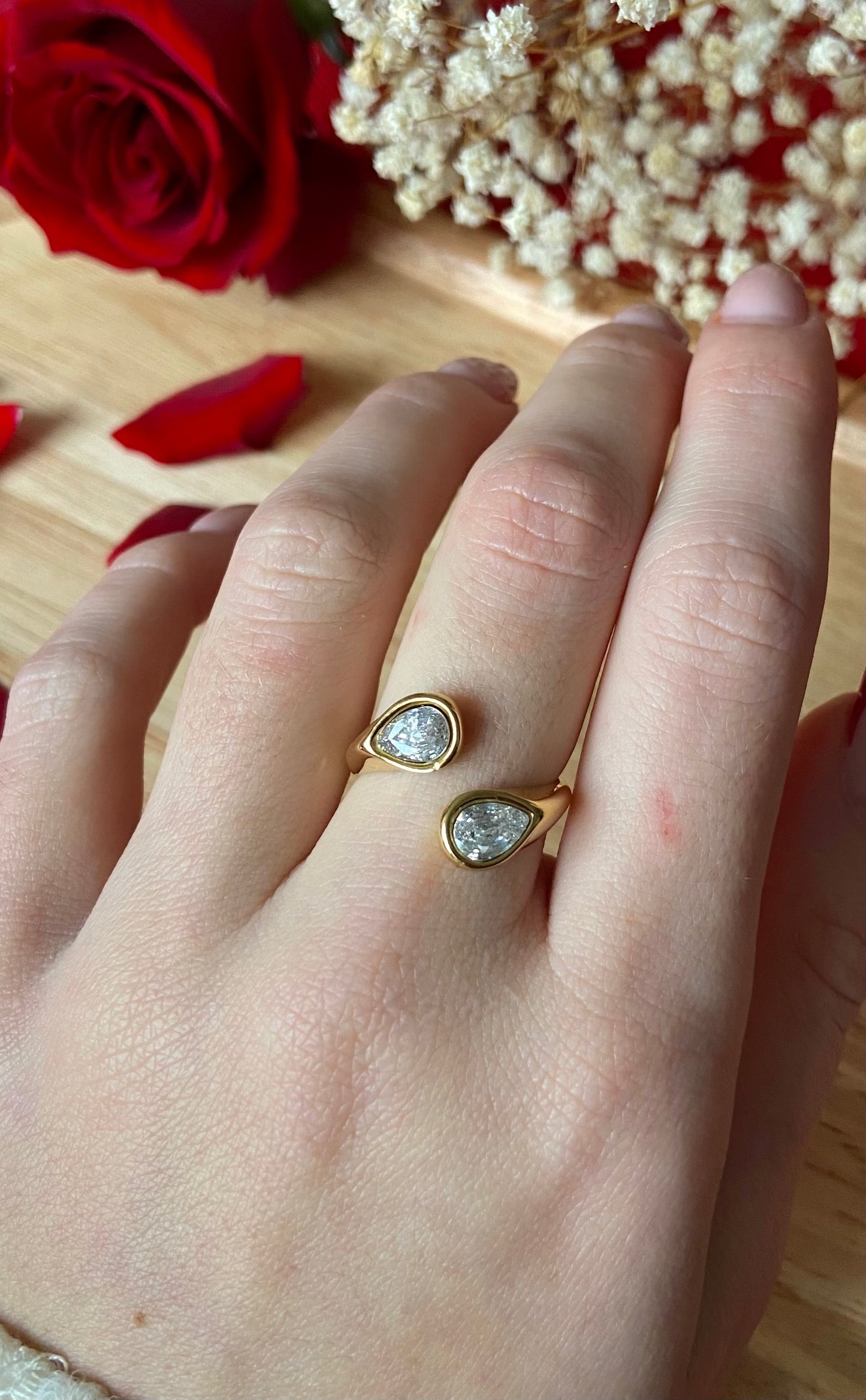 Bague double strass