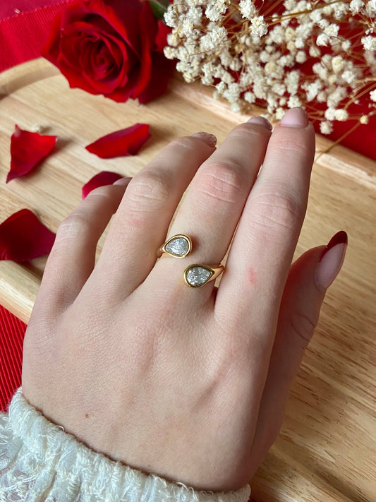 Bague double strass