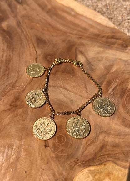 Bracelet breloque pièces
