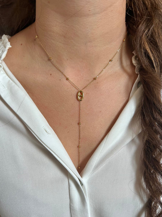 Collier Y maille marine