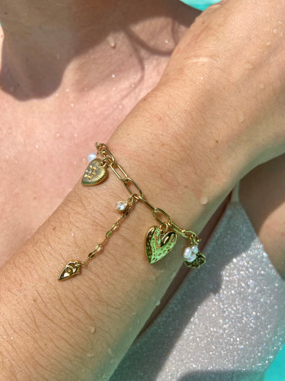Bracelet breloques cœur martelée