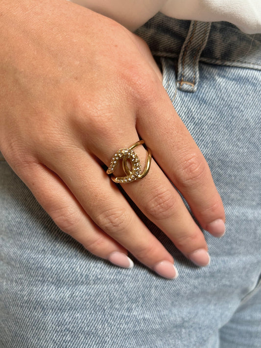 Bague nouée strass