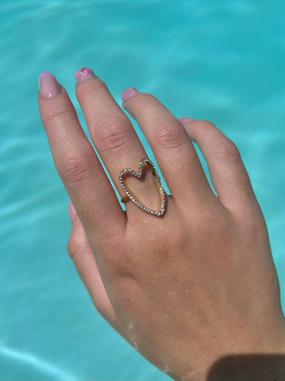 Bague cœur et strass
