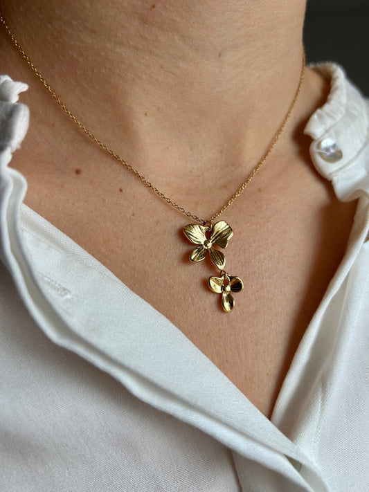 Collier double fleurs