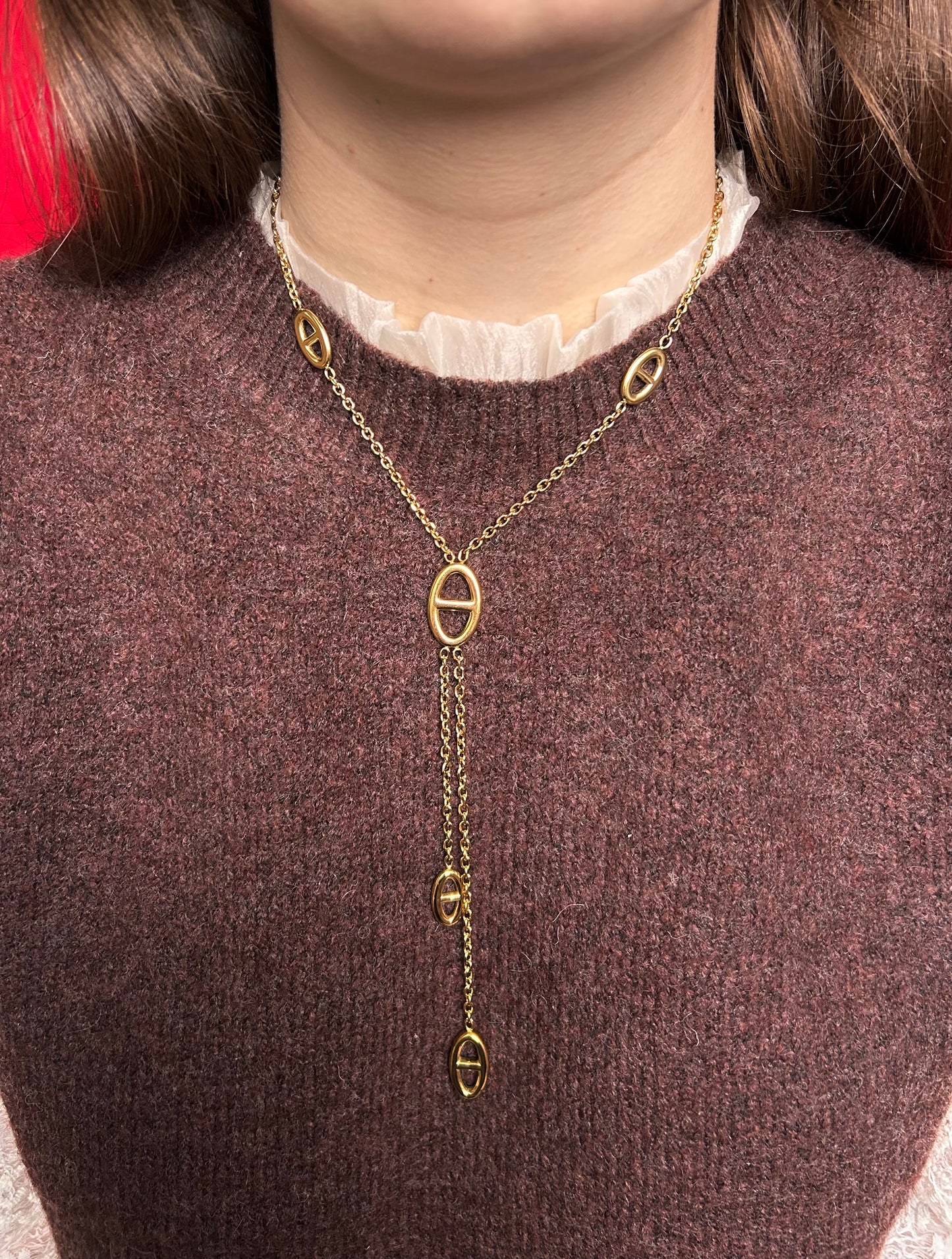 Collier double avec mailles marines